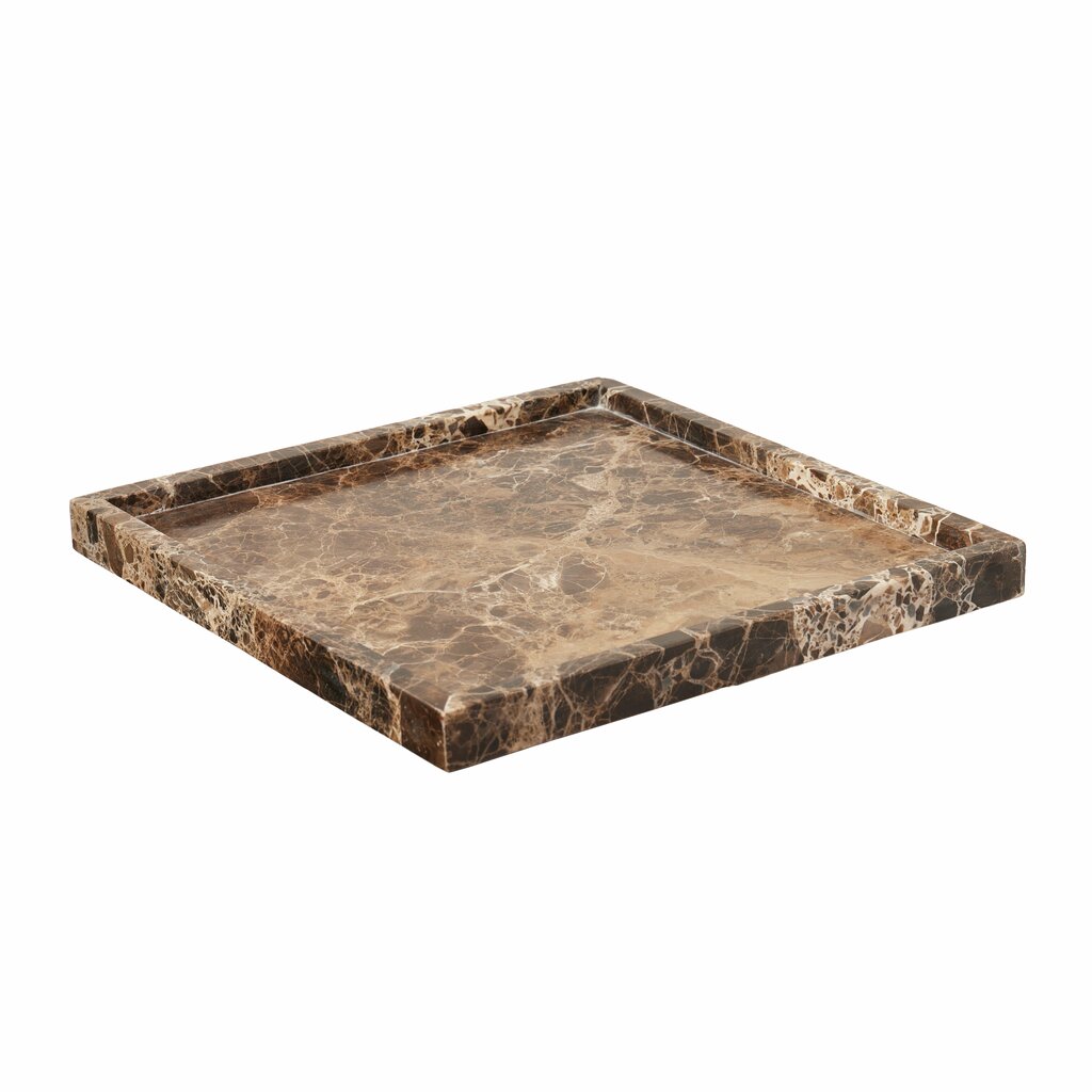 Holmen Isabella square dark brown emperador marble tray, 35 x 35cm, with raised edge