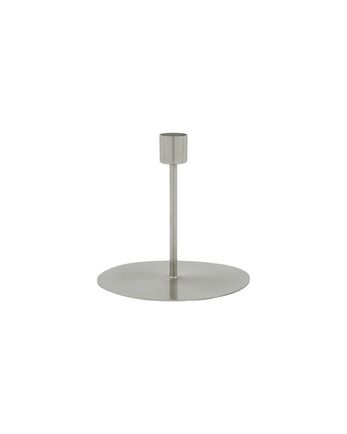 House Doctor Anit candle holder in brushed silver, Medium, with a wide disc base