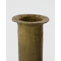 close-up of handcrafted textured rim on medium antique gold candle holder