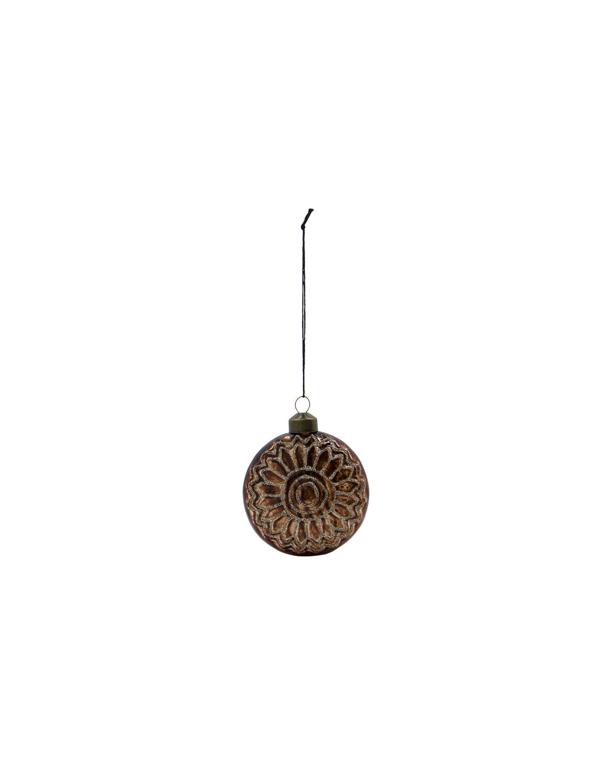 Single House Doctor Circulo brown glass bauble on its hanging thread