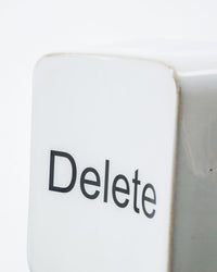 Close-up of the black Delete lettering and glaze on the House Doctor wall art