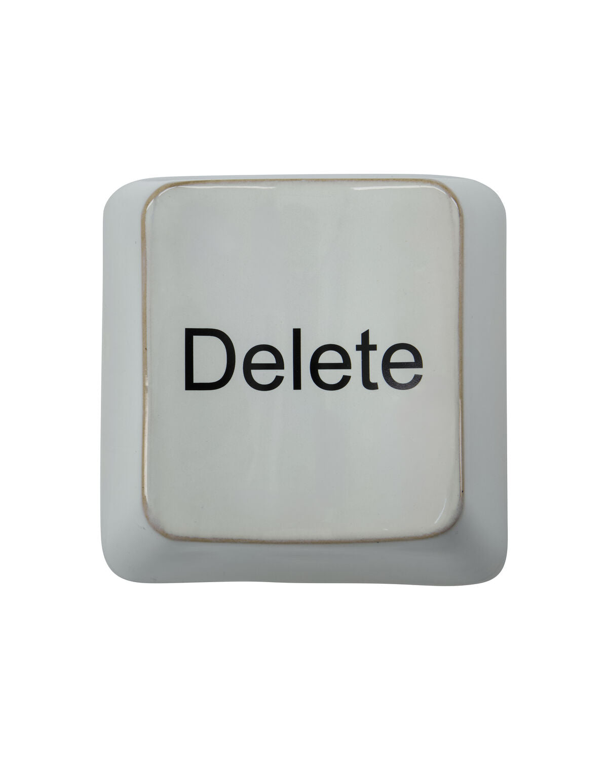 House Doctor Delete key wall art, an off-white ceramic keyboard button with black lettering