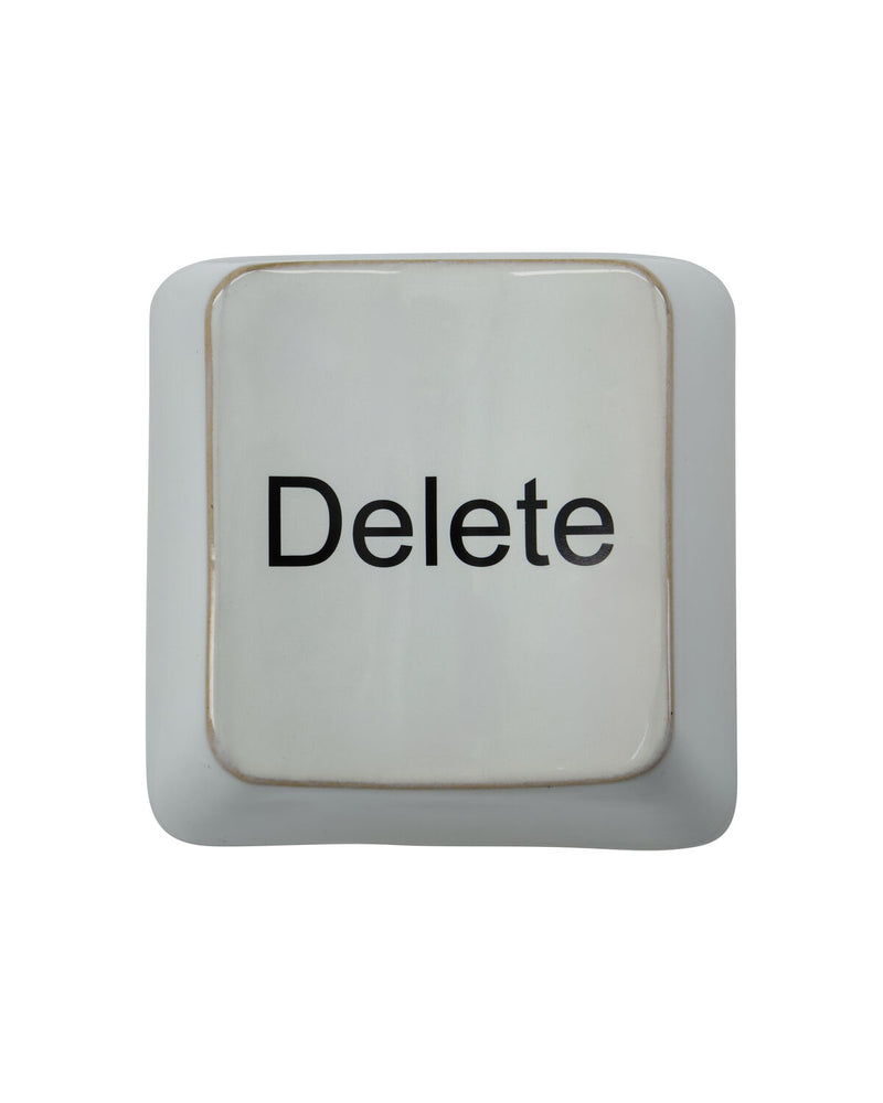 House Doctor Delete key wall art, an off-white ceramic keyboard button with black lettering
