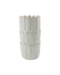 House Doctor Ezra vase in off-white with petal-like ridges and a scalloped rim, 25cm