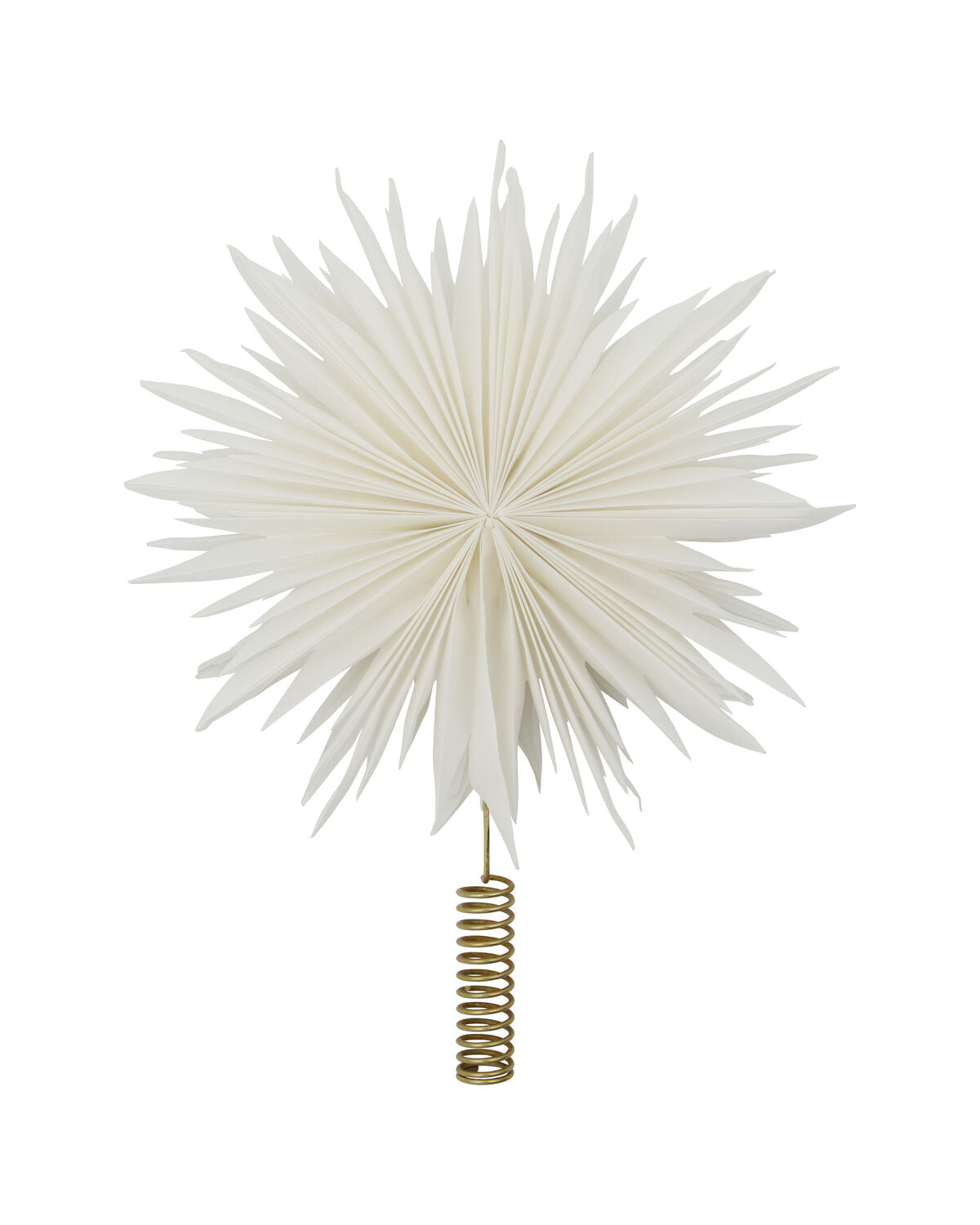 House Doctor Gant white folded-paper starburst tree topper with brass-finish spiral base