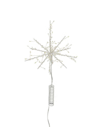 House Doctor Glow white starburst tree topper with spiral base and battery pack