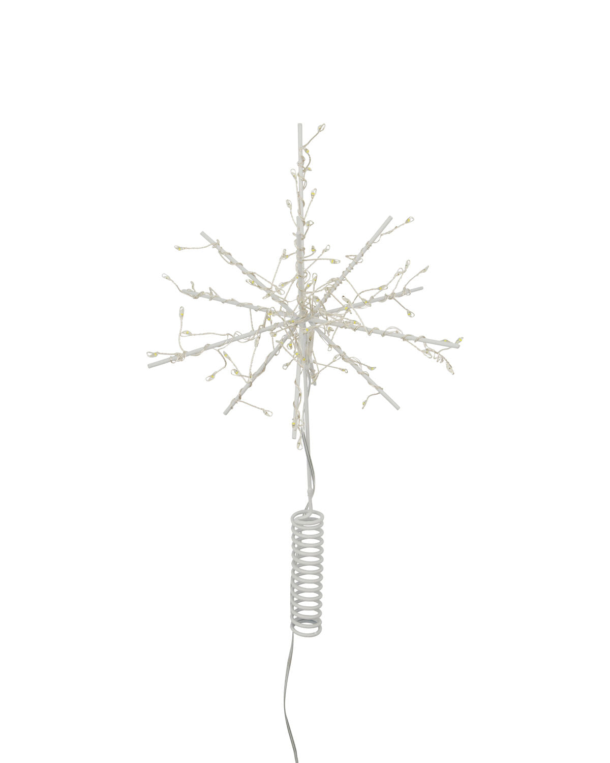 House Doctor Glow white starburst tree topper with spiral base and battery pack