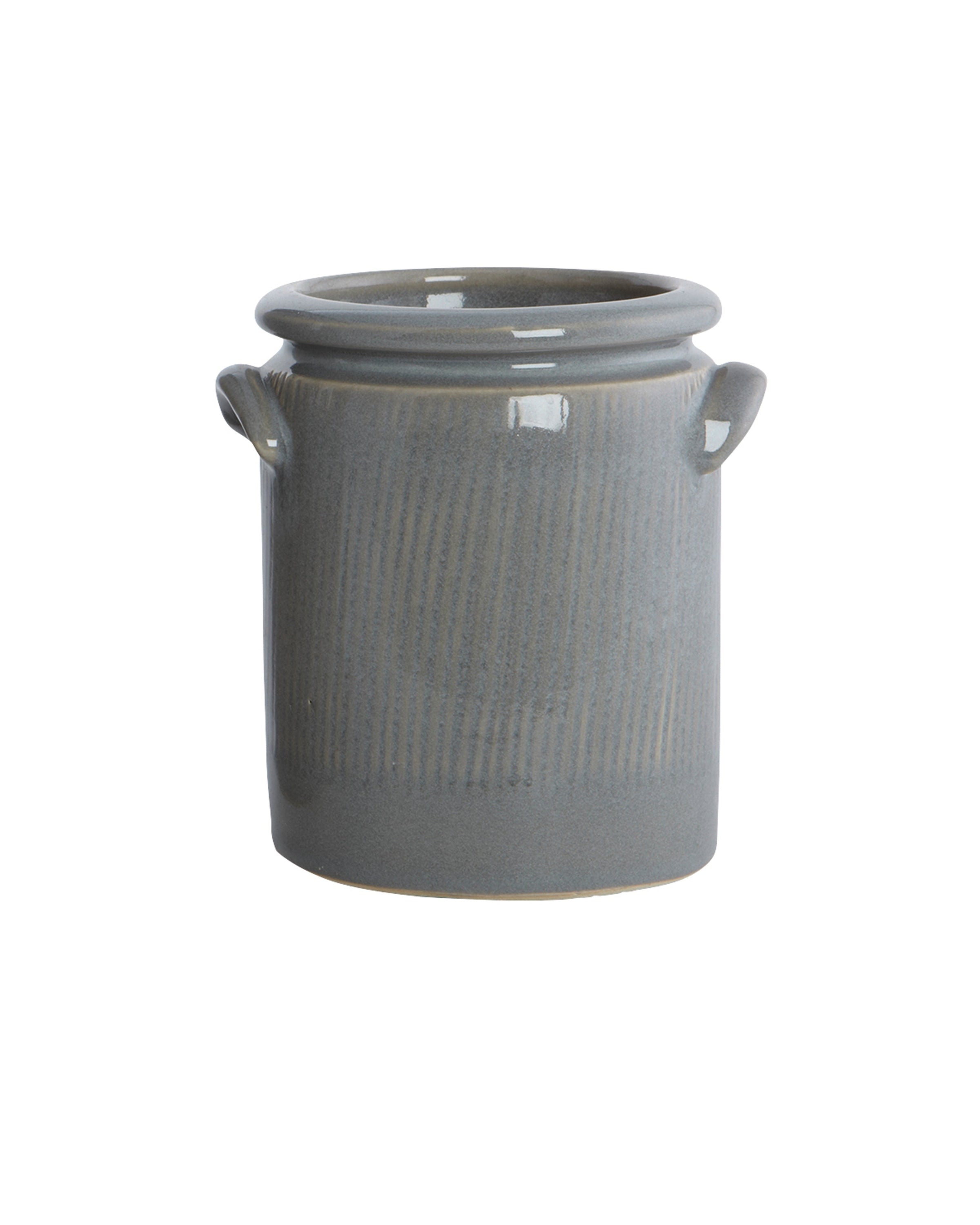 house doctor pottery s planter light grey ceramic on kitchen shelf

