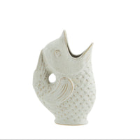 White ceramic fish-shaped vase jug on a white background