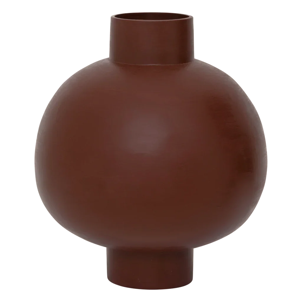 Ilo large sculptural pot in matt oxblood red by Urban Nature Culture