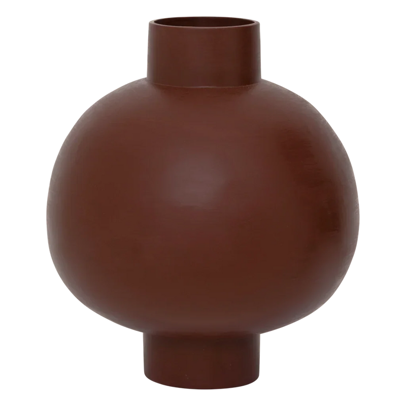 Ilo large sculptural pot in matt oxblood red by Urban Nature Culture