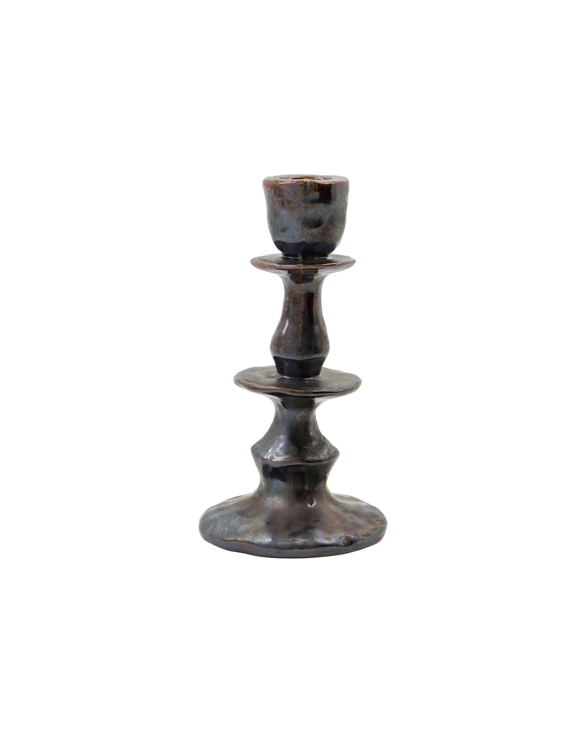 House Doctor Lucca Candle Holder, Black, Large, shown in full on a white background