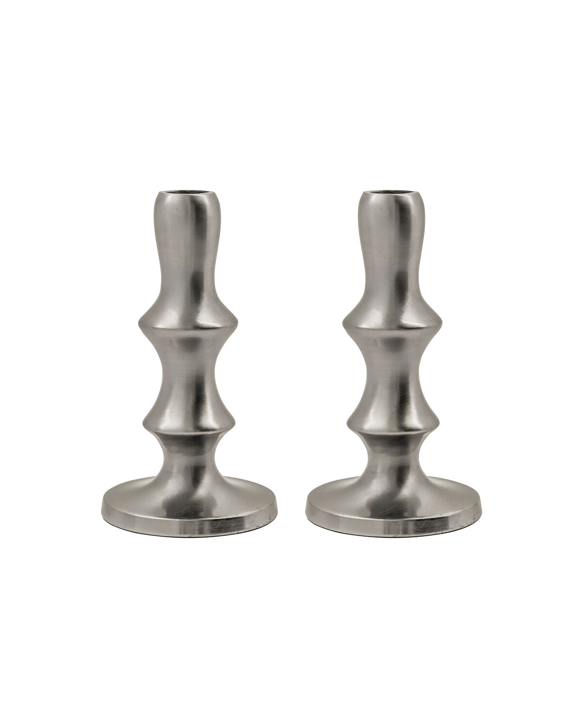 House Doctor Reese Candle Stand, Silver Finish, shown as a set of 2 on a white background