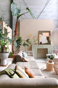 Modern cream side table for Nordic-inspired living spaces