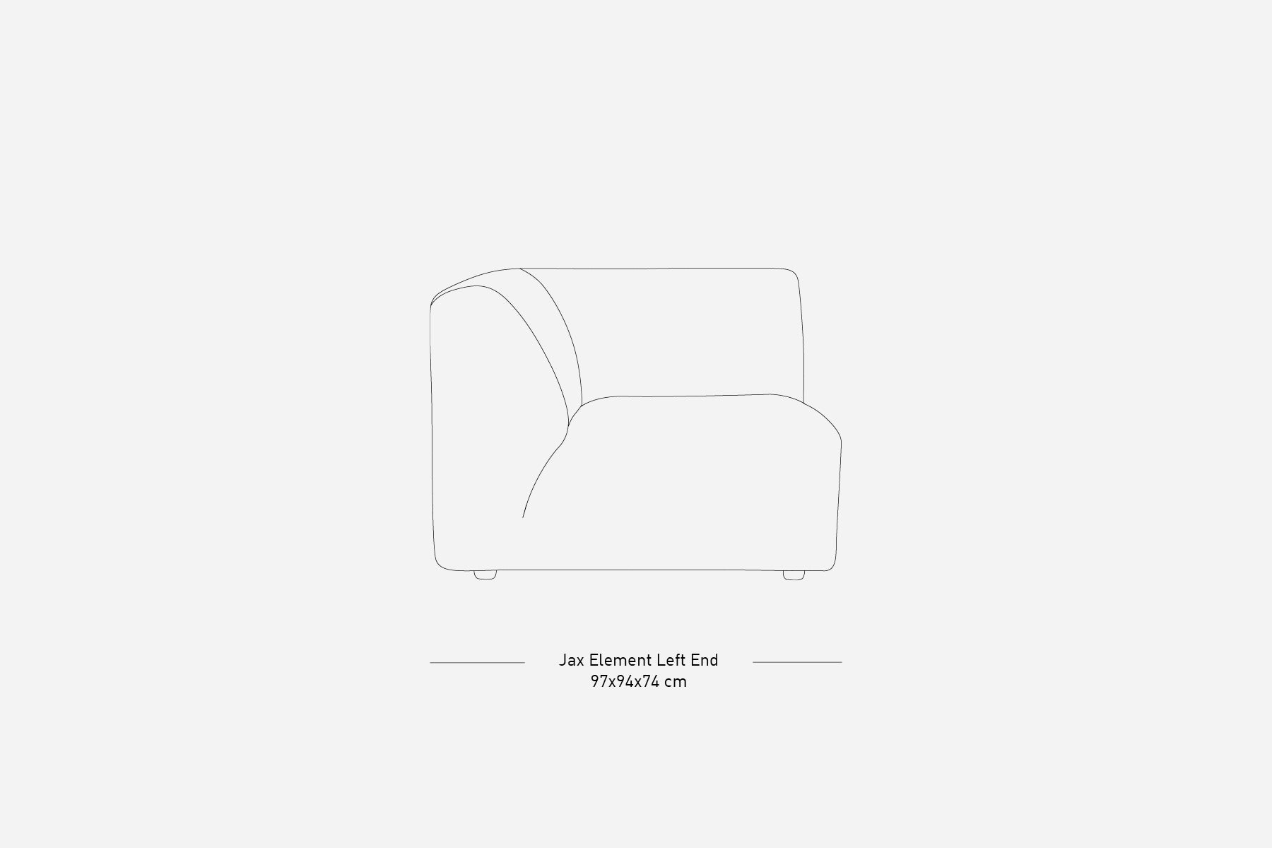 Jax Couch Element, Left End, Sneak Grey, HKLIVING