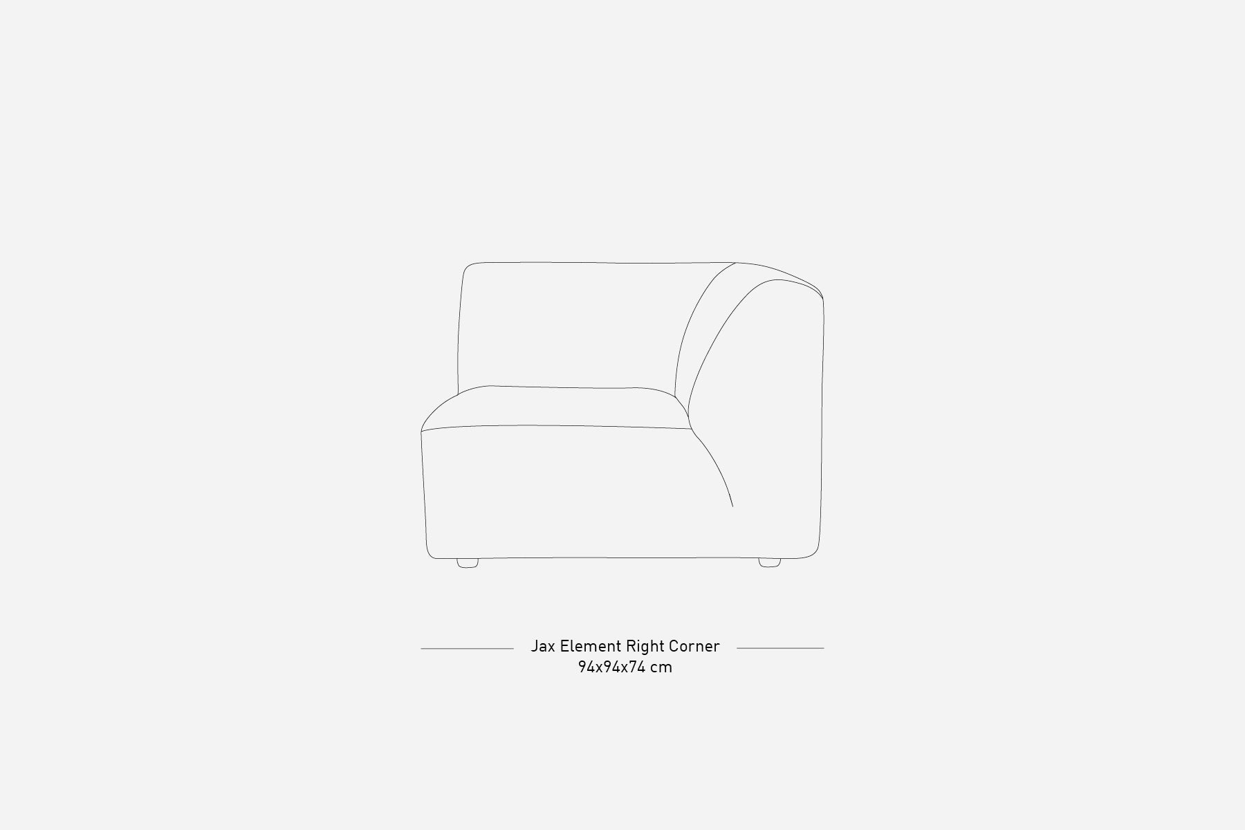 Jax Couch Element, Right Corner, Sneak Grey, HKLIVING