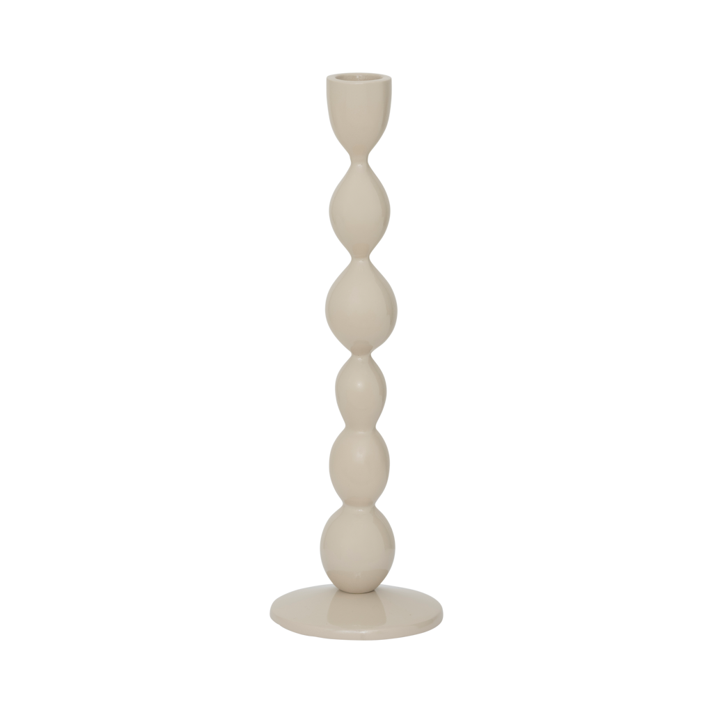 Juna tall stacked aluminium candlestick in glossy pale stone by Urban Nature Culture