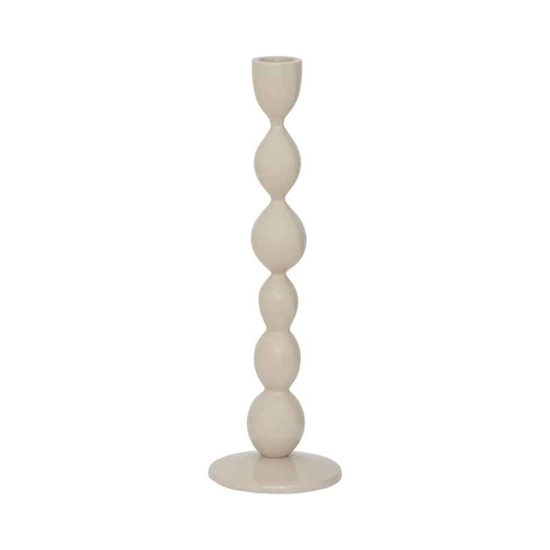 Juna tall stacked aluminium candlestick in glossy pale stone by Urban Nature Culture