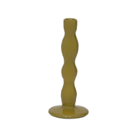 Karn wavy candlestick in lustrous olive green by Urban Nature Culture