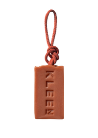 Terracotta Good Vibrations vegan soap on a rope by KLEEN with recycled cotton rope, product cut-out
