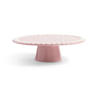 &klevering whip pink cake stand with piped rim on pedestal, cut-out
