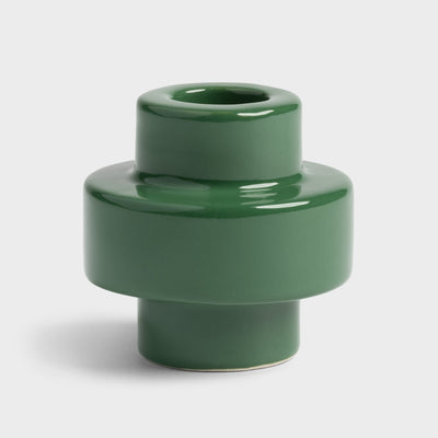 dark green stoneware candle holder by &klevering high-gloss finish
