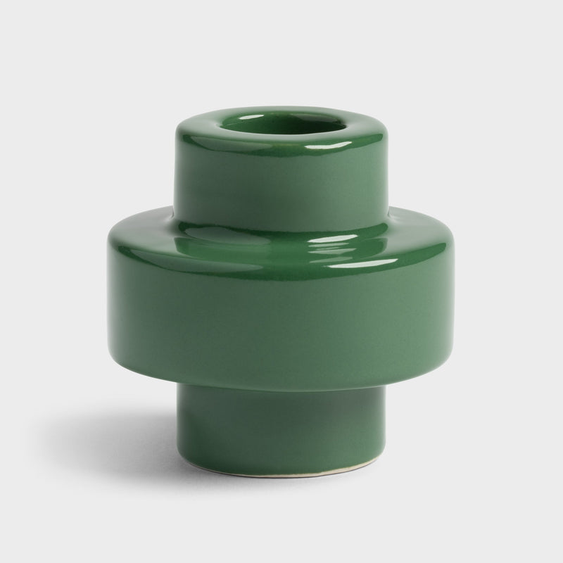 dark green stoneware candle holder by &klevering high-gloss finish
