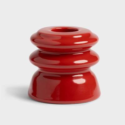 red glossy stoneware candle holder by &klevering for dinner candles
