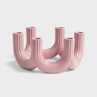&k churros candle holder in glossy pink five-arm candelabra cut-out
