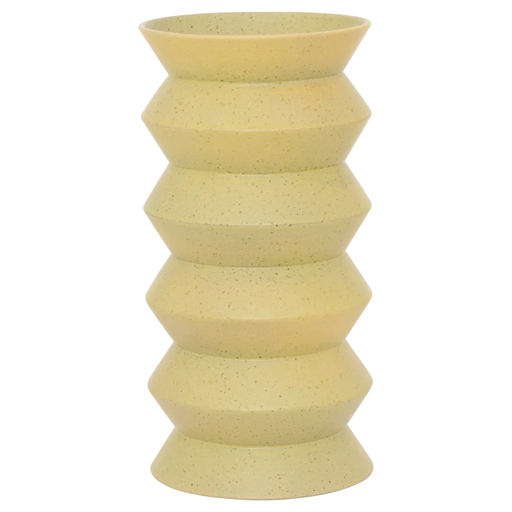 Kova zigzag ceramic vase in pale lime by Urban Nature Culture