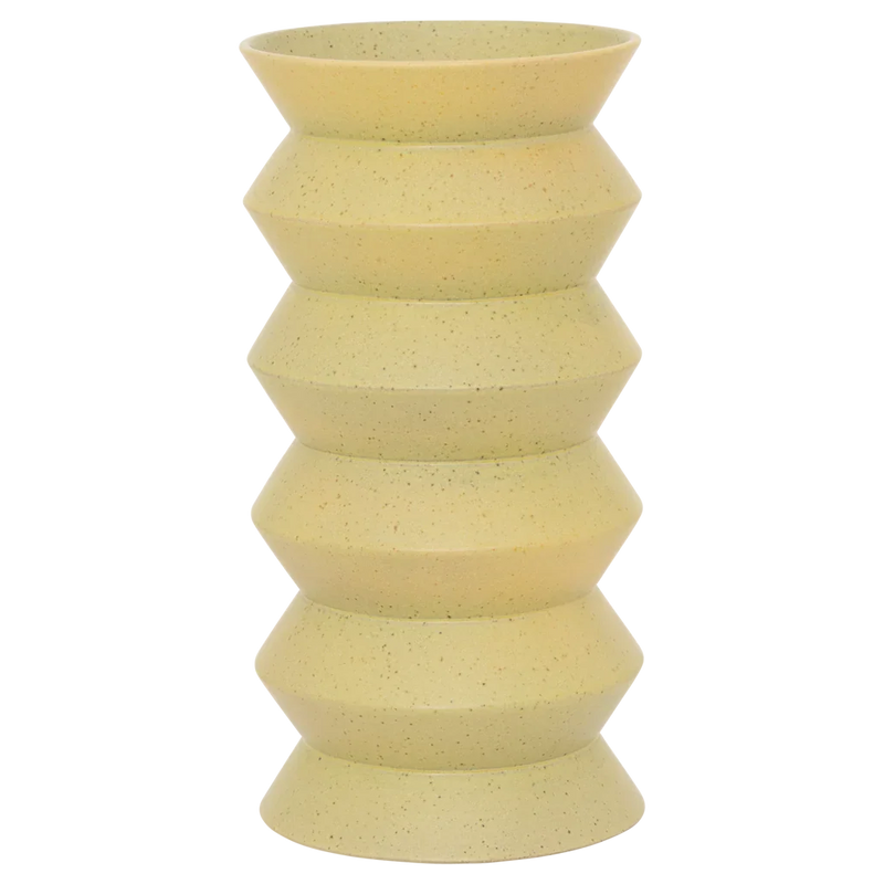 Kova zigzag ceramic vase in pale lime by Urban Nature Culture