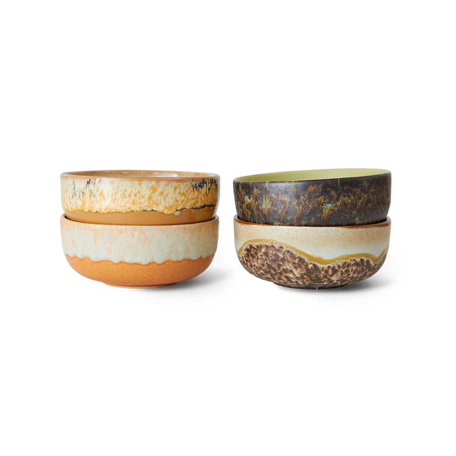 A second view of two stacked pairs of HKLIVING Drift tapas bowls on a plain white background