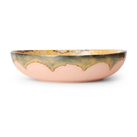 HKLIVING 70s Ceramic Salad Bowl - 33cm -  Sunflower Blossom Peach Pink Yellow