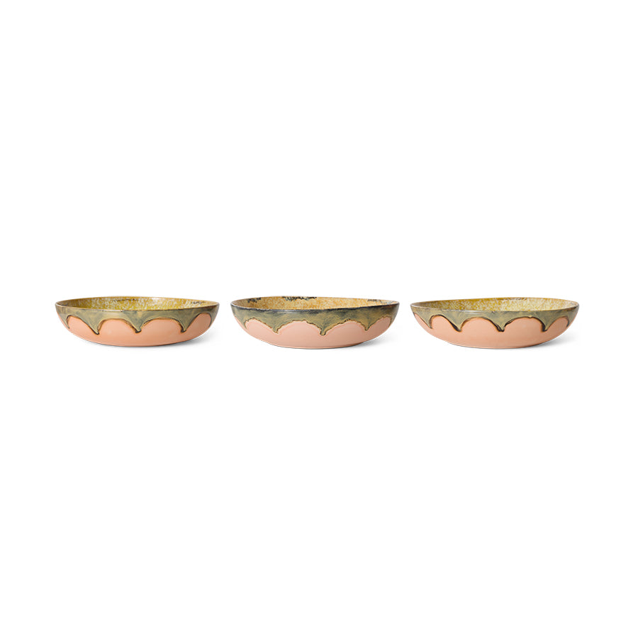 HKLIVING 70s Ceramic Salad Bowl - 33cm -  Sunflower Blossom Peach Pink Yellow