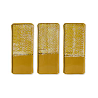Long hkliving 70s Ceramics Cake Tray – Sunbeam Multicolour Stoneware - 31x13cm Oblong Mustard Yellow Tray