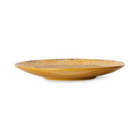 HKLIVING 70s Ceramics Side Plates 22cm - Paradise (Set of 2), Mustard Yellow