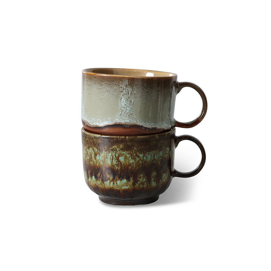 HKLIVING 70s Ceramics Large Tea Mugs - Odyssey & Nova (Sets of 2 or Individual Mugs)