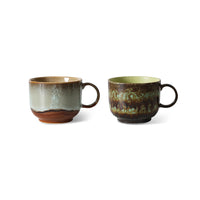HKLIVING 70s Ceramics Large Tea Mugs - Odyssey & Nova (Sets of 2 or Individual Mugs)