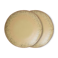 Single HKLIVING 70s Ceramics dinner plate in sandy grit speckled glaze on white background
