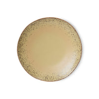 Two HKLIVING 70s Ceramics dinner plates in sandy grit speckled glaze, overlapping product shot on white background
