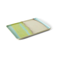HKLIVING glint large ceramic tray shown at an angle with raised edges and colourful glaze