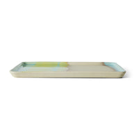 side view of HKLIVING 70s ceramics glint large tray showing low rectangular stoneware shape