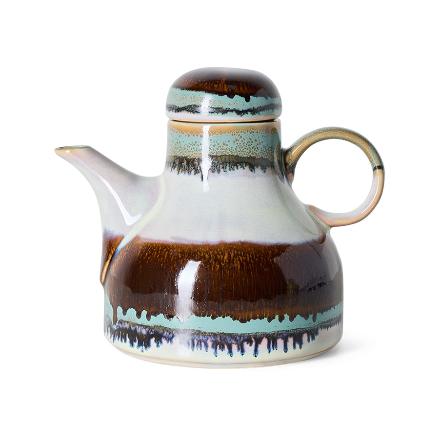 70s Ceramics Coffee Pot in Chocolate by HKLIVING – Retro Drip-Glaze Stoneware