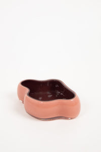 Lagoon small two-tone glass dish in pink and brown by Olsson & Jensen