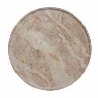 Lene Bjerre Ellia round beige marble tray, 40cm, with raised edge and caramel veining