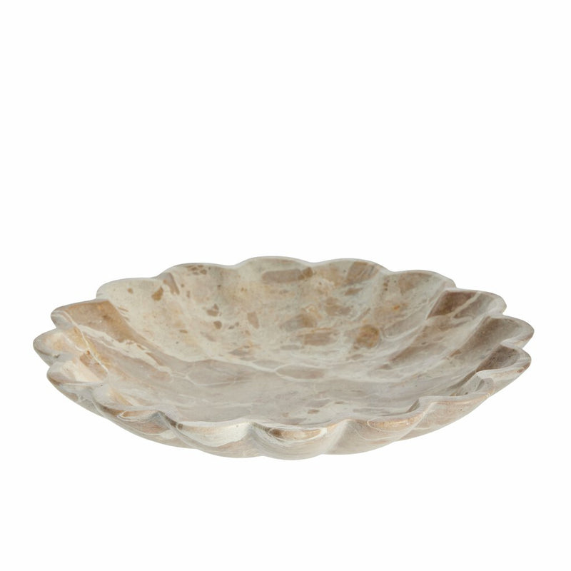 Lene Bjerre Ellia scalloped marble bowl in beige, 30cm, with a wavy petal-like edge