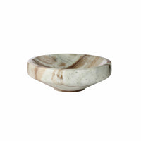 Lene Bjerre Marnine footed marble bowl, large 14cm, in cream marble with caramel brown veining