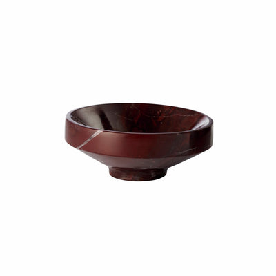 Lene Bjerre Marnine footed marble bowl, small 10cm, in deep burgundy marble