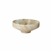 Lene Bjerre Marnine footed marble bowl, small 10cm, in cream and brown marble