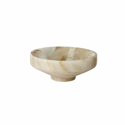 Lene Bjerre Marnine footed marble bowl, small 10cm, in cream and brown marble